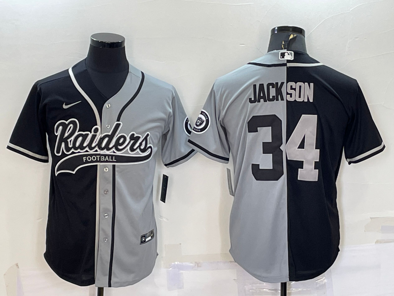Men's Las Vegas Raiders Bo Jackson #34 Black/Gray Jersey Joint Edition